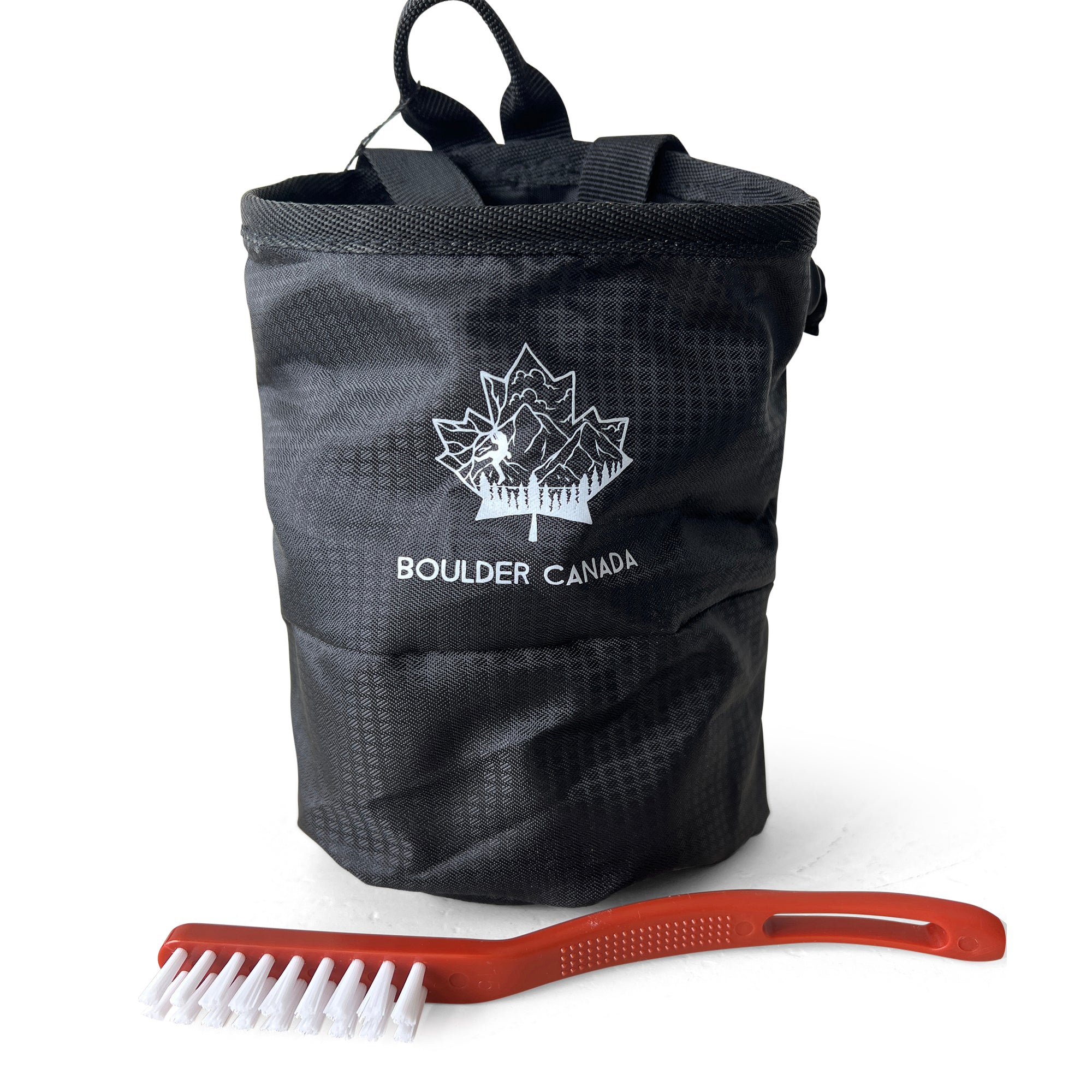 Get Climbing Starter Kit - Boulder Canada-Get Climbing Starter Kit - Boulder Canada-Chalk bag to store loose powdered chalk or chalk ball, used for rock climbing and bouldering comes equipped with a cleaning brush to clean holds as you climb